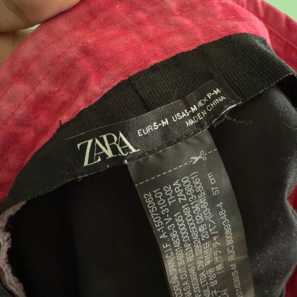 Zara Washed Effect Bucket Hat Hot Pink Size S-M - Picture 5 of 5